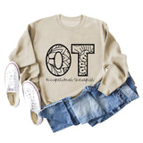 OT Occupational Therapist Letters Women's Crewneck Long-sleeved Sweatshirt