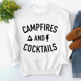 Herbst und Winter neuer Pullover für Damen mit Buchstaben-Print für Lagerfeuer und Cocktails