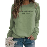 Mama EST 2022 Letter Casual Round Neck Simple Bottomed Sweater Loose with Fashionable Women's Top