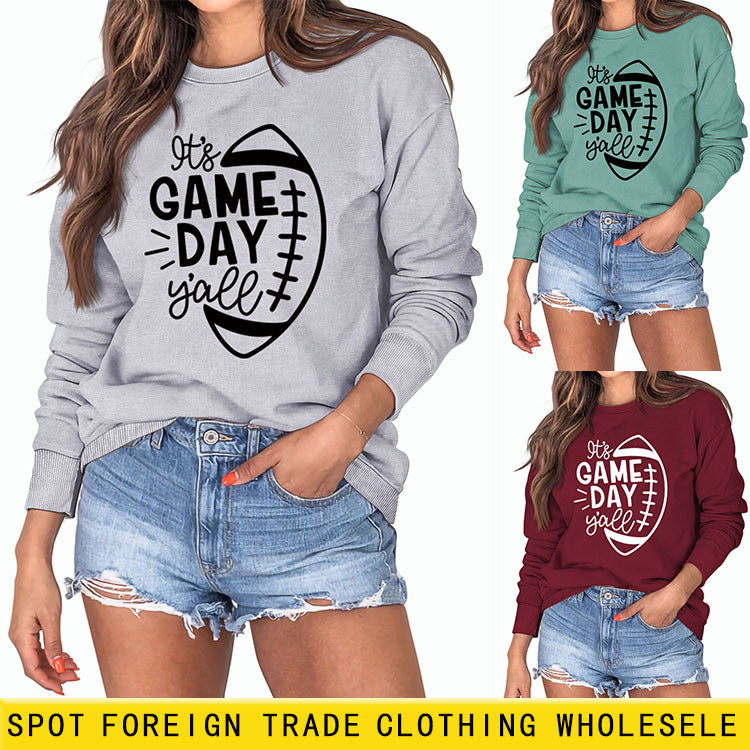C'EST LE JOUR DE JEU Y'ALL SWEAT-SHIRT Ample OVERSIZE À COL ROND À MANCHES LONGUES FEMME