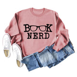 BUCH-NERD-BRILLE LOCKERE PASSFORM RUNDHALS LANGARM-SWEATSHIRT FÜR DAMEN