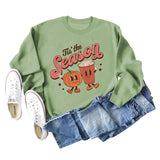 Tis The Reason Letter Rundhals-Pullover für Damen, lockerer, langärmeliger Übergröße