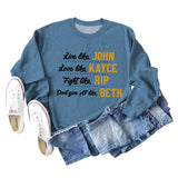 Live Like John Love Damen-Pullover mit Buchstaben, Rundhalsausschnitt, lockeres Langarmshirt, großer Pullover