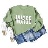 Nurse Labor Delivery Round Neck Letter Print Loose Large Long Sleeve Sweater