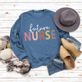 Sweat-shirt décontracté à imprimé lettre Future Nurse pour femmes