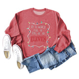 IN A WORLD FULL CREWNECK LETTERING LOOSE BOTTOMED LONG-SLEEVED SWEATSHIRT WOMAN