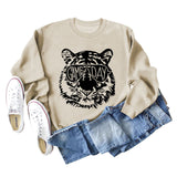 GAME DAY Tiger Letter Loose Bottom Lange Ärmel Übergröße Sweatshirt Damen