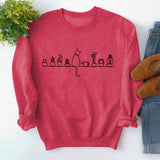 Rundhals-Oberteile, langärmliges, bedrucktes, lockeres Sweatshirt