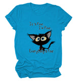 It's Fine I'm Fine T-shirt à manches courtes et col rond avec grandes lettres imprimées