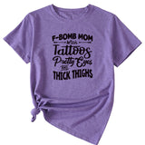 F-Bomb Mom Women's Letter Print Information Short Sleeve Top Women T-shirt