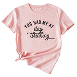 Lässiges, lockeres Kurzarm-T-Shirt mit Aufschrift „You Had Me At Day“.