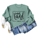 Er liebte uns zuerst, Base-Schriftzug, langärmeliger großer Pullover für Damen