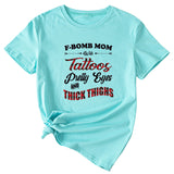 Großes Damen-T-Shirt mit F-Bomb-Mom-Motiv und Tattos