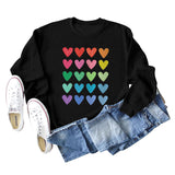 Pull ample à col rond imprimé Love pour femmes, grandes manches longues