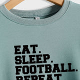 EAT SLEEP FOOTBALL REPEAT Damen Herbst und Winter Rundhals Langarm Pullover