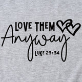 Lässiges Kurzarm-T-Shirt mit Rundhalsausschnitt und Buchstaben-Aufdruck für Damen von Love Them