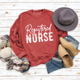 Letter Registered Nurse Fall and Winter Bottoming Large Size Long-sleeved Women's Sweatshirt