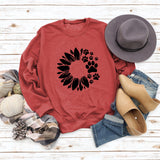 Women's Tops Sunflower Dog Print Casual Long-sleeved Sweatshirt