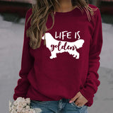 Life Is Golden Rundhalsausschnitt Buchstaben Locker Langarm Großer Pullover