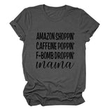 Amazon Shoppin Crewneck Letter Short Sleeve Casual T-shirt Woman T-Shirt
