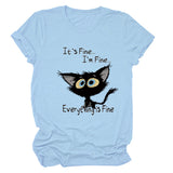 It's Fine I'm Fine T-shirt à manches courtes et col rond avec grandes lettres imprimées
