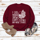 J'aime les spectacles de meurtre col rond hauts sweat-shirt ample imprimé