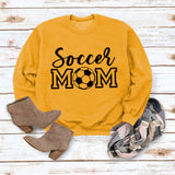 Pull simple à col rond et manches longues, pull ample imprimé maman de football