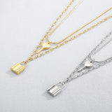 Halskette mit Schlüssel- und Schloss-Anhänger, Edelstahlschmuck für Damen