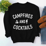 Herbst und Winter neuer Pullover für Damen mit Buchstaben-Print für Lagerfeuer und Cocktails