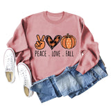 PEACE. LOVE.FALL Letters Love Pumpkin Round Neck Long-sleeved Sweater Women