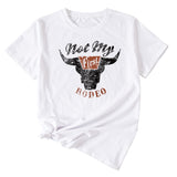 Not My Rodeo Vintage Fun Pattern Women's Short Sleeve Crewneck Top T-Shirt
