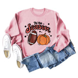 Tis' The Season – pull à manches longues et col rond pour femme, ample, avec lettres de citrouille, Halloween