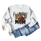 FOOTBALL MOM LETTERS Leopard Underlay Langarm Oversized Pullover Mädchen