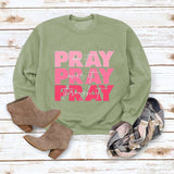 Rundhals-Oberteile Langarm-Sweatshirt mit PRAY Onit PRAY Oues It-Aufdruck