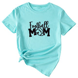 Football Mom Rundhals Damen T-Shirt Lockerer Buchstabe Kurzarm