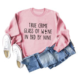 TRUE CRIME GLASS OF WINE Langarmpullover mit Buchstaben auf der Rückseite für Mädchen