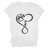 T-Shirt à manches courtes et col rond pour femme, imprimé Love Dog, à la mode
