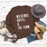 WEEK-END CAFÉ Col Rond Pull Ample à Manches Longues Femme
