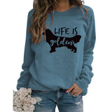 Life Is Golden Rundhalsausschnitt Buchstaben Locker Langarm Großer Pullover