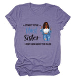 I'M NEXT TO THE Round Neck Fashion Letter Plus Size Womens T-shirt Loose Short Sleeve