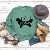 Life Is Golden Rundhalsausschnitt Buchstaben Locker Langarm Großer Pullover