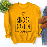 Rundhals-Oberteil, langärmelig, lockeres Sweatshirt mit KINDER GARTEN-Print