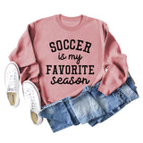 SOCCER IS MY FAVORITE Letters Round Neck Long-sleeved Sweater for Women