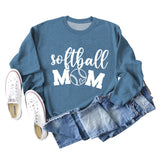 Softball Mom Heart Letters Fashion Loose Long-sleeved Round Neck Sweater