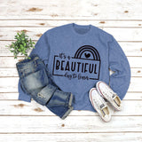 T-Shirt mit Rundhalsausschnitt und Buchstaben „It's A BEAUTIFUL“ Aufdruck
