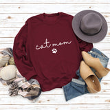 Cat Mom Dog Print Round Neck Loose Letters Fashion Women's Long-sleeved Sweatshirt
