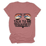 TALK TO ME GOOSE T-shirt imprimé lettre d'été avec col rond et manches courtes
