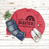 T-Shirt mit Rundhalsausschnitt und Buchstaben „It's A BEAUTIFUL“ Aufdruck