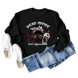 DEAD INSIDE BUT Skull Letter Body surdimensionné à manches longues pour femme
