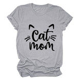 Chat Maman Lettre Col Rond Large Chat Lâche Décontracté Manches Courtes T-shirt Femme